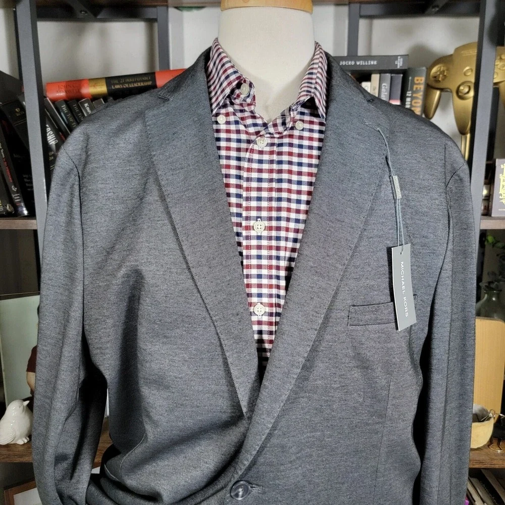 Michael Kors KIMBLE Men's Unstructured Blazer Charcoal Size‎ 52R SLIM FIT NEW